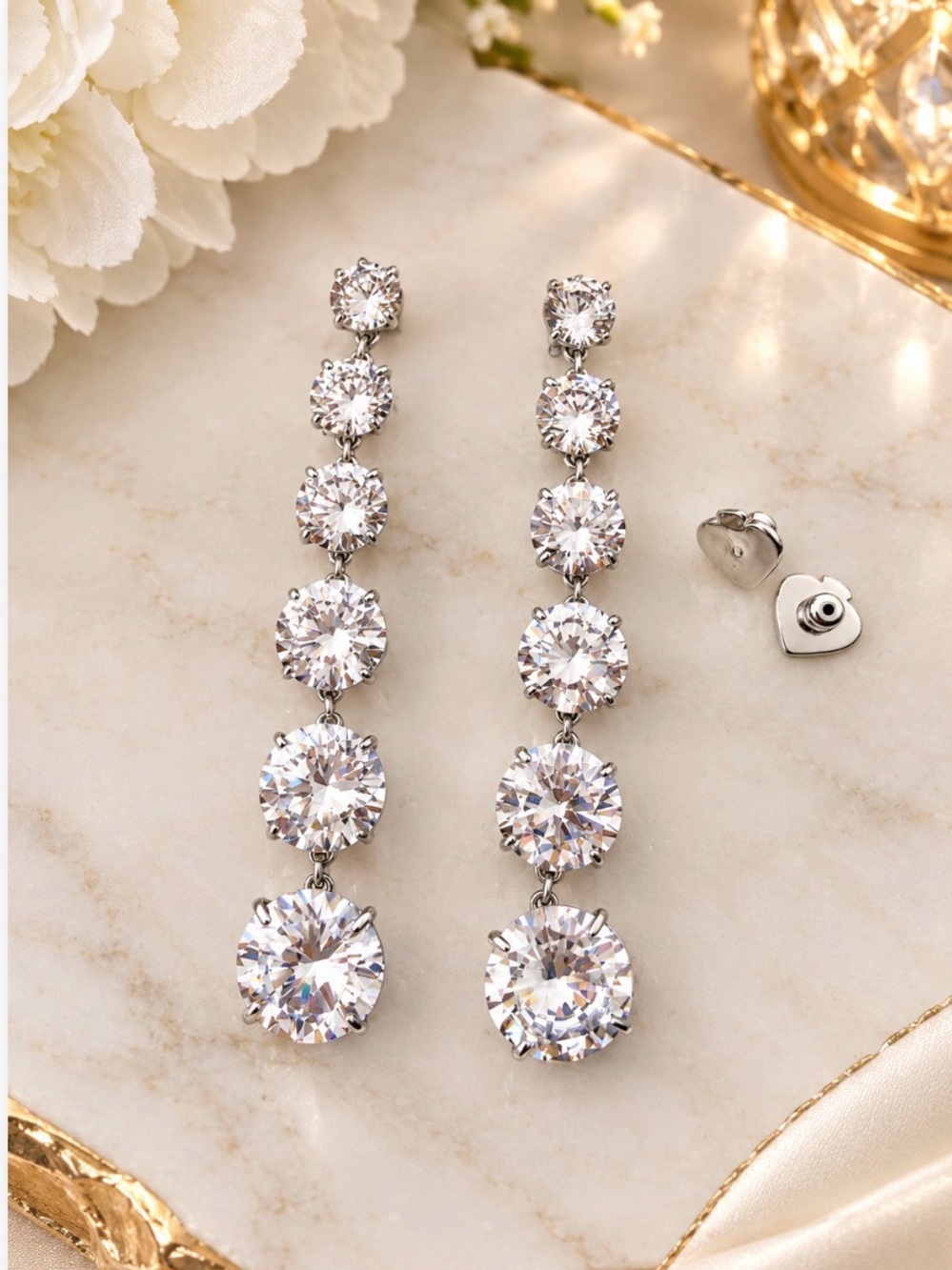 kate spade silver-tone clear crystal linear drop earrings - Picture 5 of 5